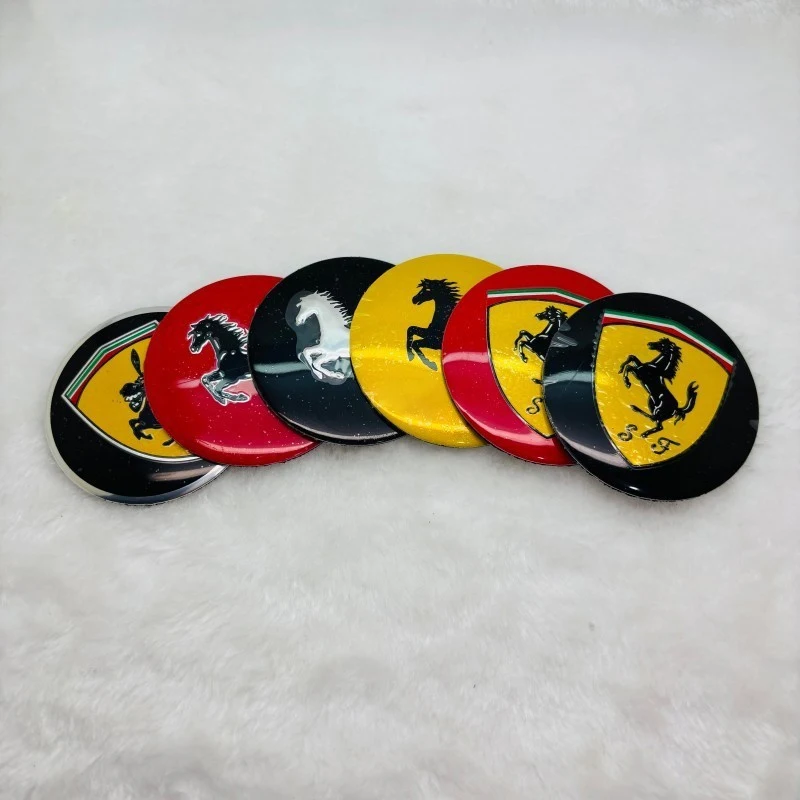 4 pçs/set 56mm/60mm/65mm para ferrari cavalo burro emblema emblema cubo da roda do carro tampa central aro capa decoração adesivos acessórios