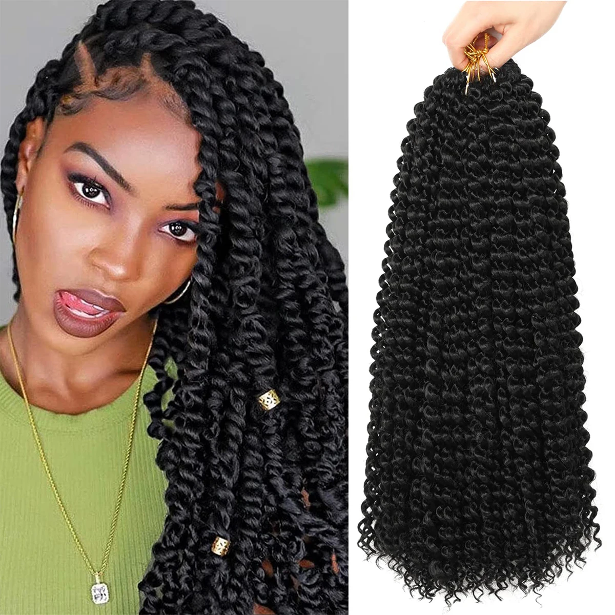 Long Passion Twist Hair (18,24 Inch) Water Wave Crochet Hair for Black Women Passion Twist Crochet Hair for Butterfly Locs 1 Pac