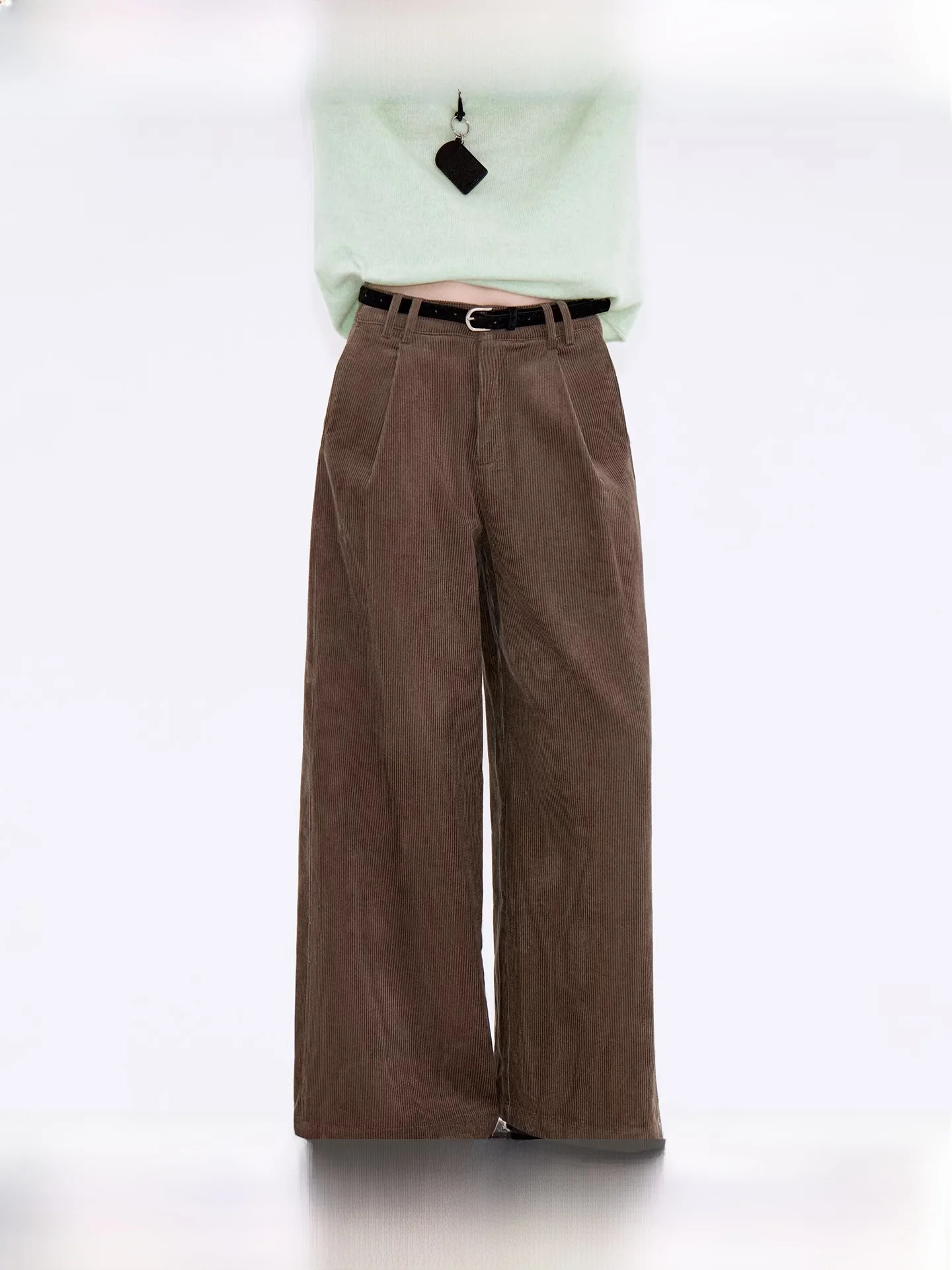 

Fano Retro Romantic Texture Casual Pants Women's Velvet Pleated Winter New Sle Comfortable Breathable Straight Leg Trousers