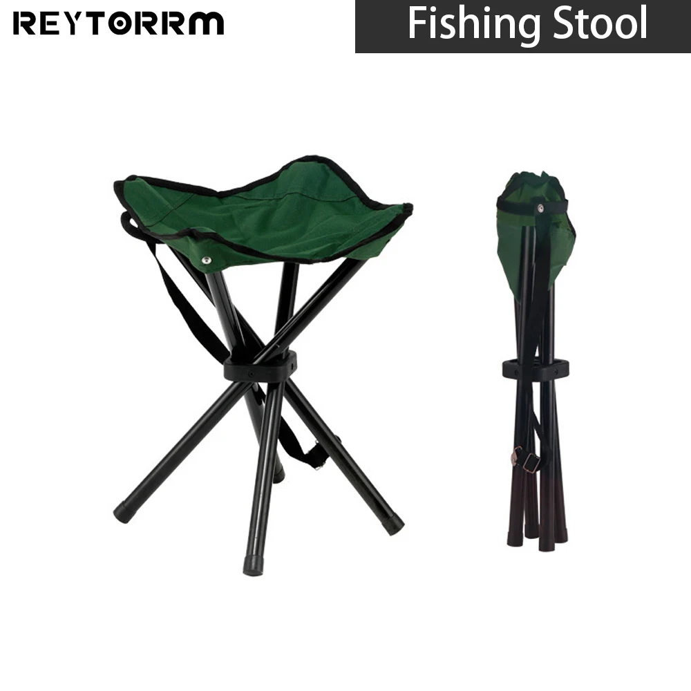 

REYTORRM Outdoor Canvas Folding Chair Portable Fishing Beach Chairs Matzah Stool Three-legged Stool Wild Camping Travel Tools