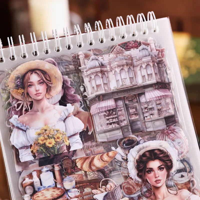 JCAC Paquete de 50 Pegatinas Troqueladas para Bullet Journals – Serie Poesía Nostálgica: Materiales para Collage DIY, Regalo, Libro de Pegatinas