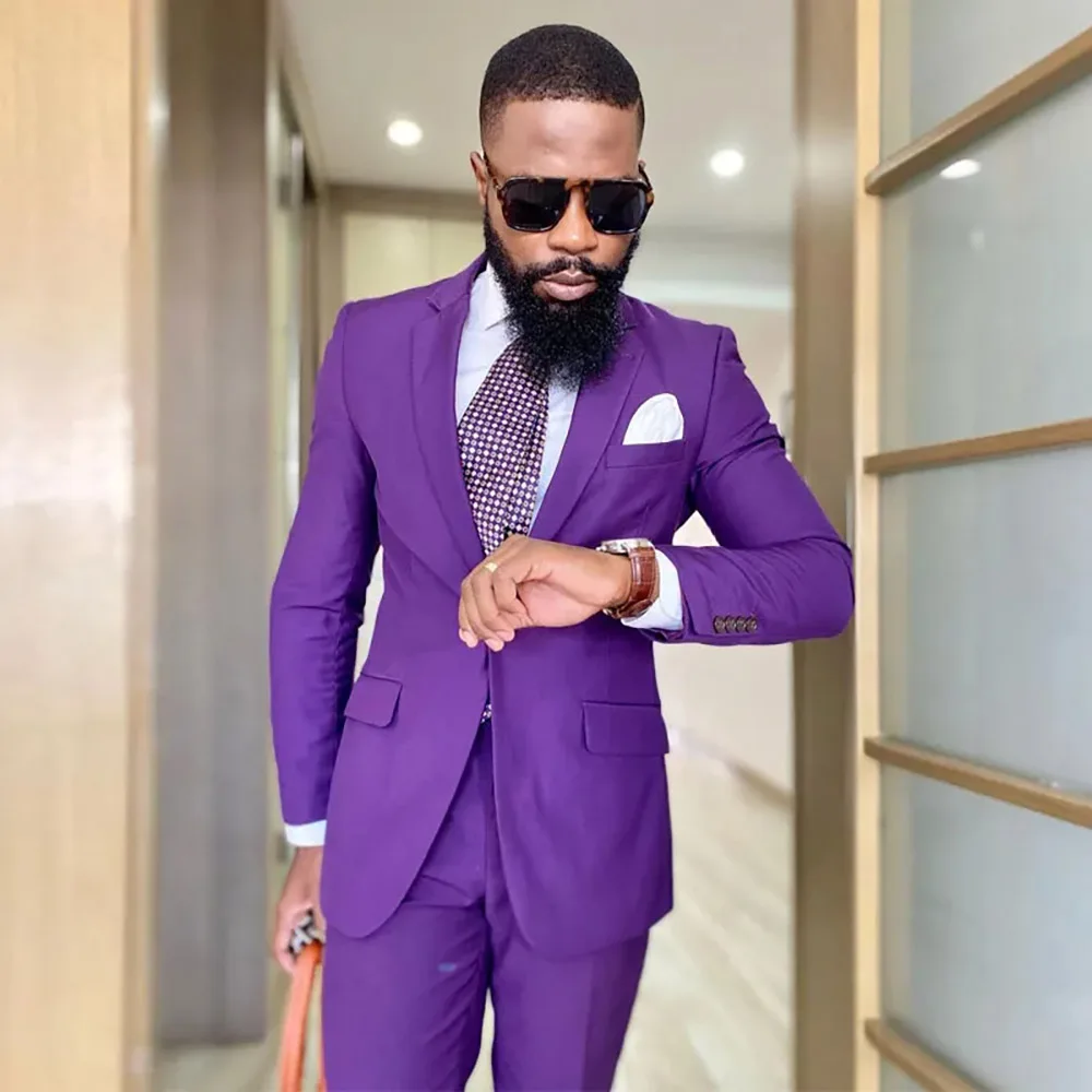 Traje Cruzado Traje Lila Hombre Traje De Hombre Morado De Piezas