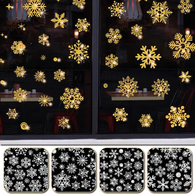 Snowflake Wall Sticker Merry Christmas Glass Window Stickers Kids Room Winter New Year Wallpaper Home Decals Decoration