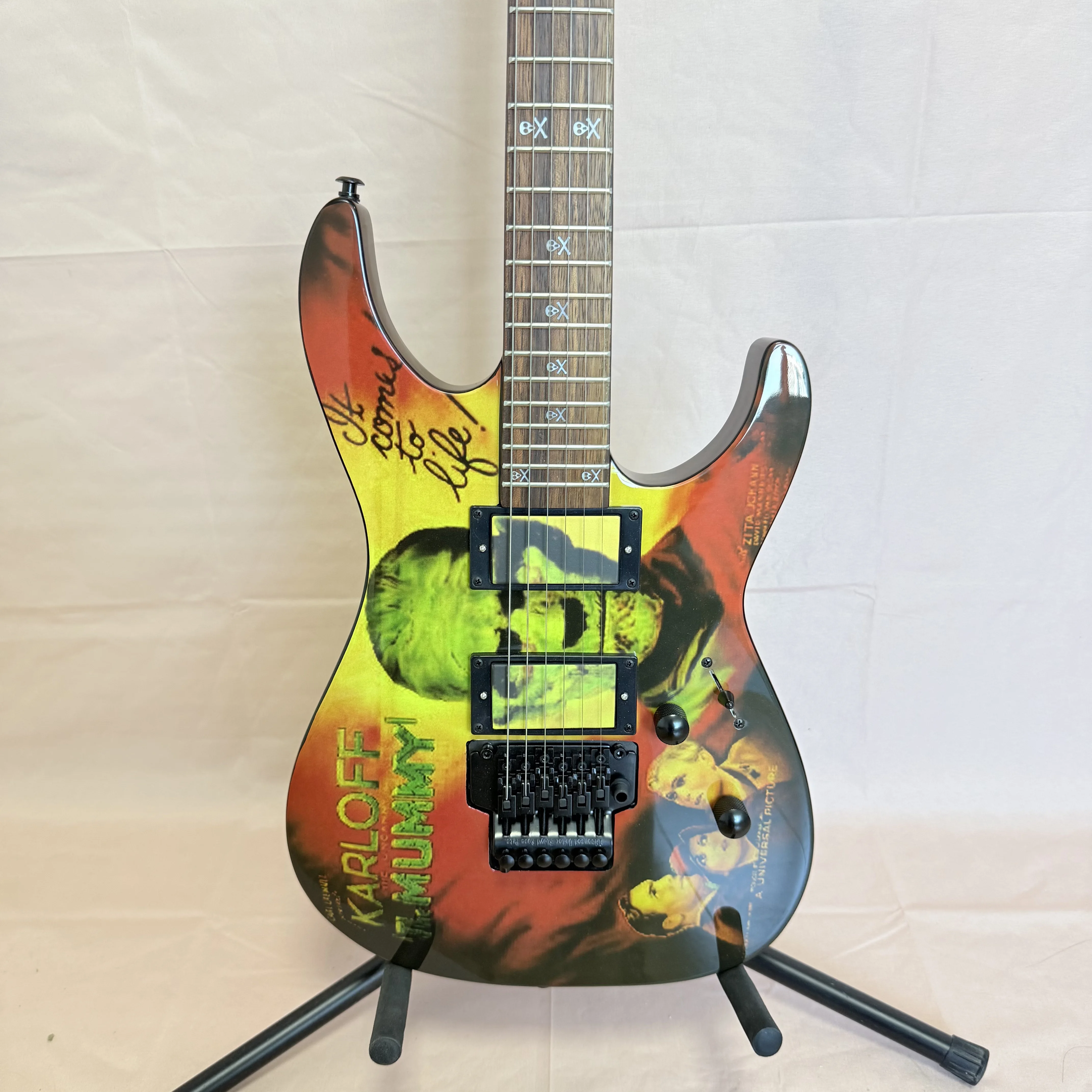 Custom Kirk Hammett Signature KH-2 Karloff The Mummy Rare Guitar 22 fret 6 string rosewood fingerboard In Storck