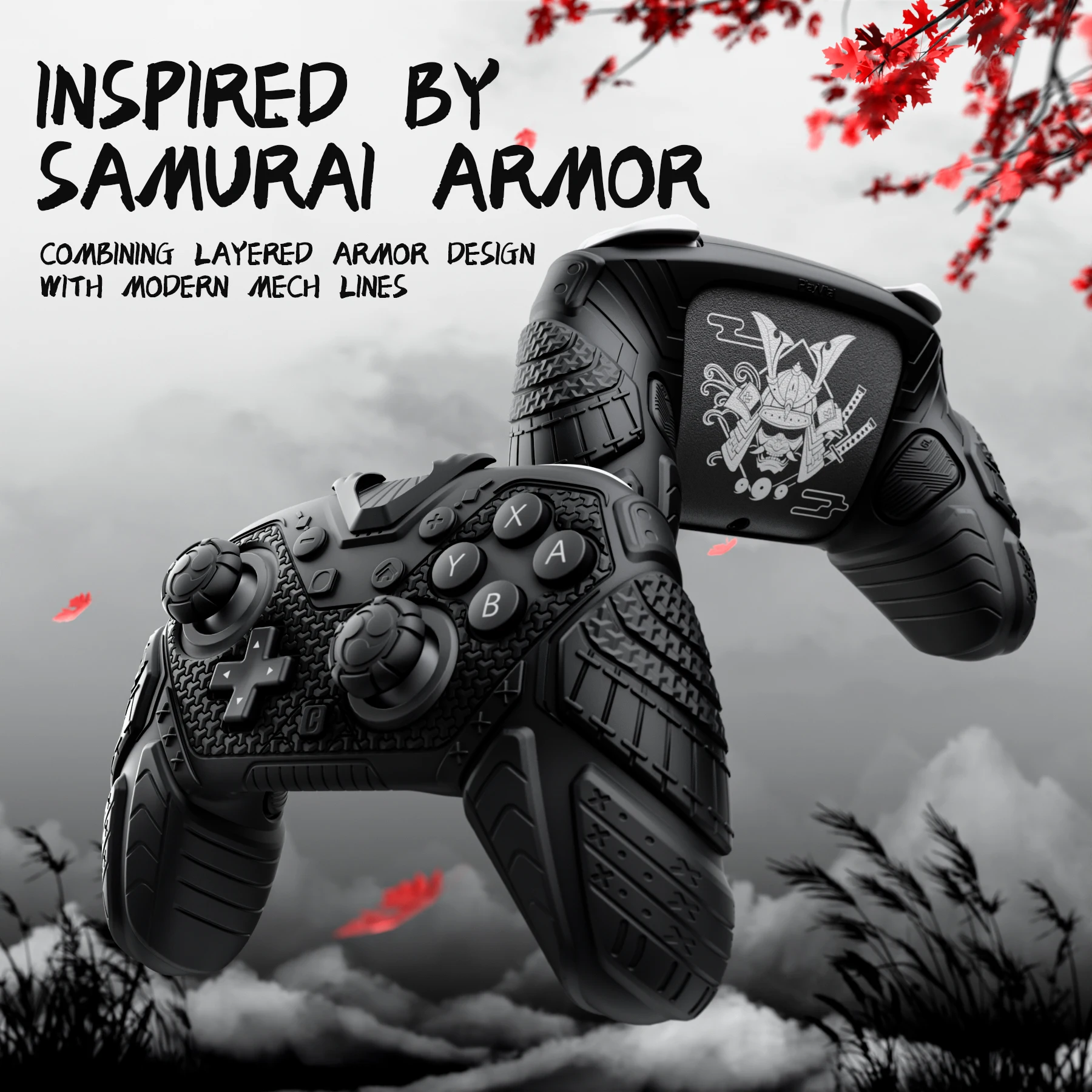 PlayVital for Nintendo Switch 2 Pro Controller Cover – Samurai Armor Edition Silicone Case w/ Back Button Caps & Thumbstick