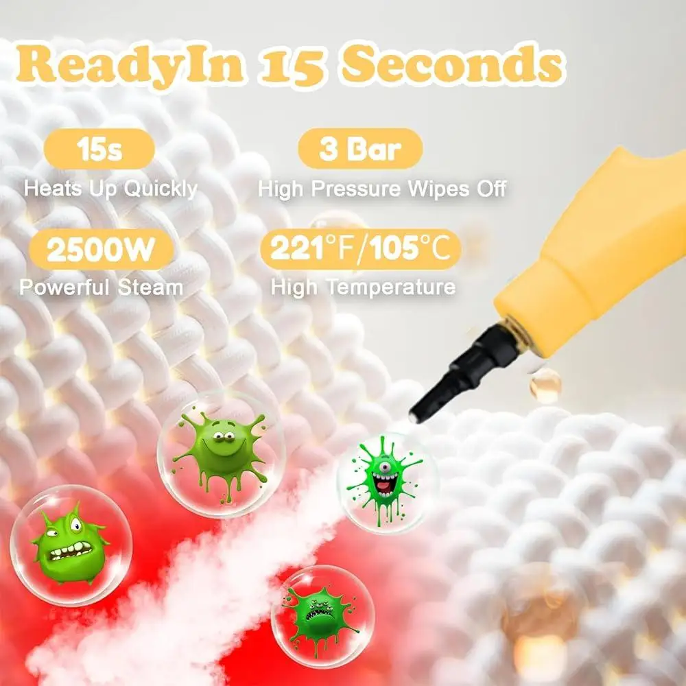 2500W 휴대용 스팀 청소기 고압 휴대용 스팀 청소 도구 1200ml 물 탱크 빠른 가열 친환경