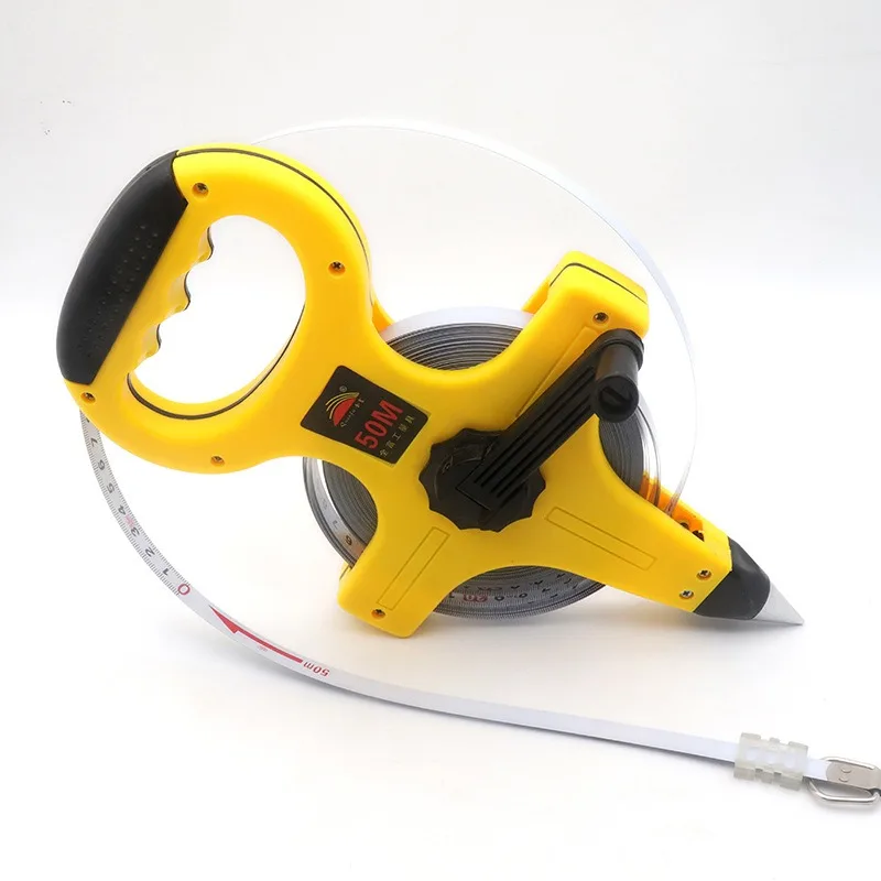 O50 30M 50M 100M Retractable Metric Tape Open Reel Long Steel Tape Measure Measuring Ruler Woodworking Tools