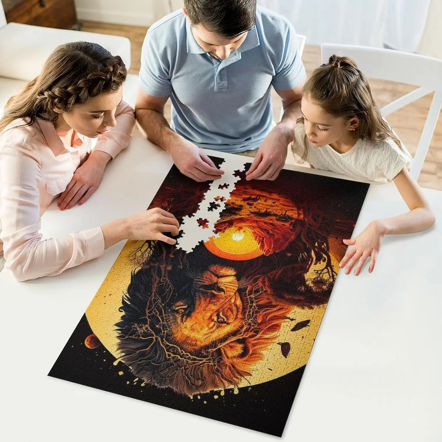Jigsaw Puzzle 300/500/1000 Pcs Desert Lion Wooden Puzzle for Bedroom Gameroom Livingroom Decor Holiday Birthday Gift for Friend