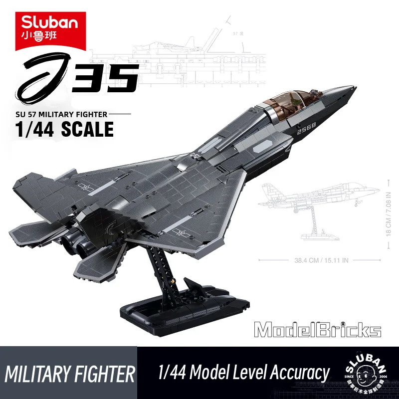 Sluban Building Block Toys Military B1186 1/44 J35 Stealth Fighter 838PCS Bricks Compatible With Leading Brands Construction Kit