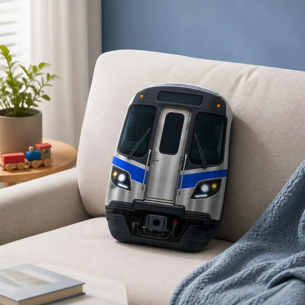 Subway Train Front Plush Pillow Urban Transit Cushion for Rail Fans Kids Room Decor Irregular Stuffed Throw Pillow Gift Soft