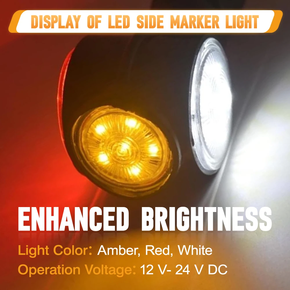

2 Pcs Universal LED Trailer Lights For 12V-24V Buses Trucks Trailers Lorries LED Side Marker Light Accessories