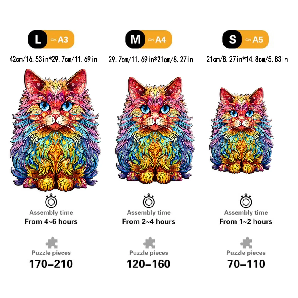 Persian Cat - Wooden Puzzles For Advanced Players - Creative Various Special Shapes, Creative Gifts For Boys And Girls Gifts