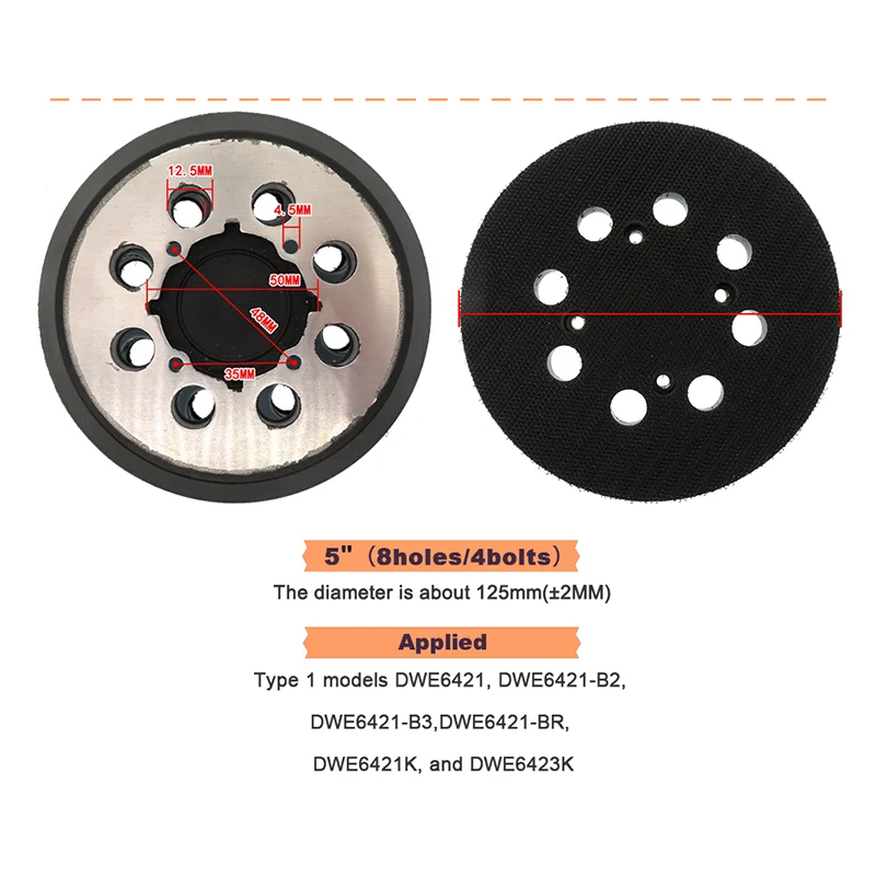 Imagem -04 - Polegada 125 mm Furos Gancho e Laço Lixa Almofadas Superiores e Abrasivos Placa de Apoio Ferramentas Elétricas para Lixadeira Orbital Aleatória 5