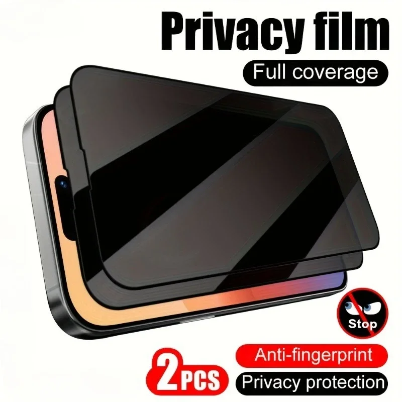 

2Pcs Privacy Screen Protector for iPhone 17 16 15 14 Pro Max Air 16 15 14 Plus Tempered Glass For IPhone 13 12 11 Pro XR XS Max