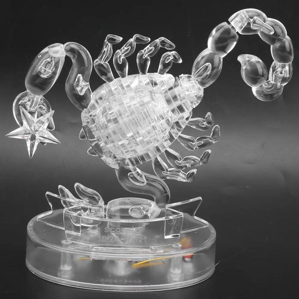 Scorpio Shape DIY Assembly Puzzle Self Assembly Light-Up Jigsaw Puzzle Toy DIY Crystal Puzzle Decoration Desktop Decor