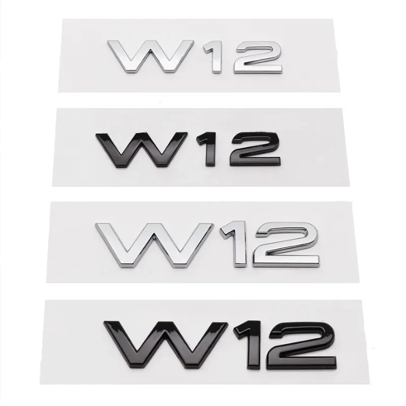 3D ABS Chrome Black W12 Letters Logo Car Body Rear Trunk Emblem Badge Sticker Decals For Audi A6 A7 A8 A8L Q7 S6 S8 RS6 RS8