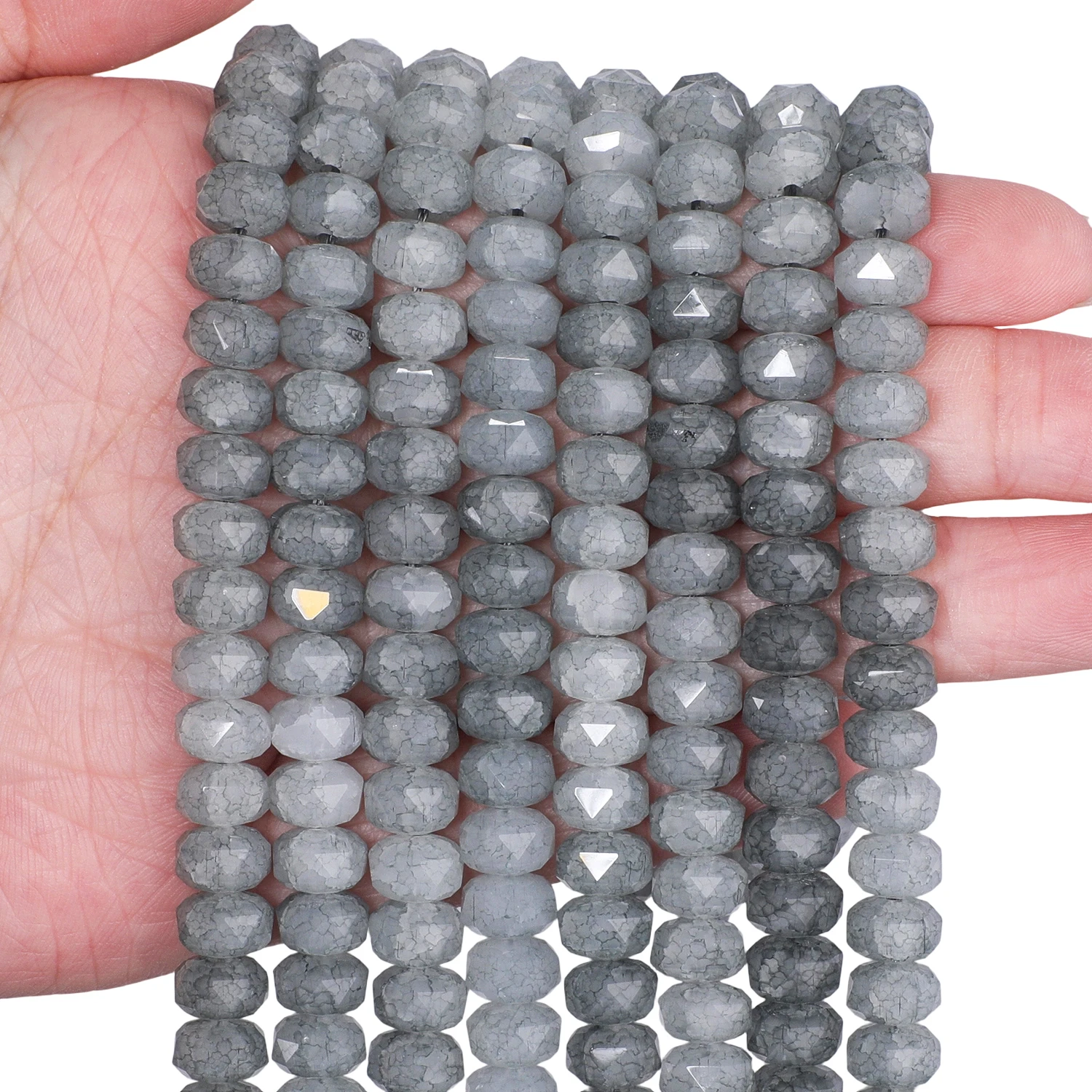 8x5mm Rissmuster Facettierte Glasperlen Bunte Radförmige Glatte Perlen für Schmuckherstellung DIY Halskette Anhänger Zubehör – Detail 12