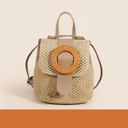 Stylish Women Straw Backpack Shoulder Messenger Bags Summer Beach Travel Hand-Woven Handbags for Women Gift