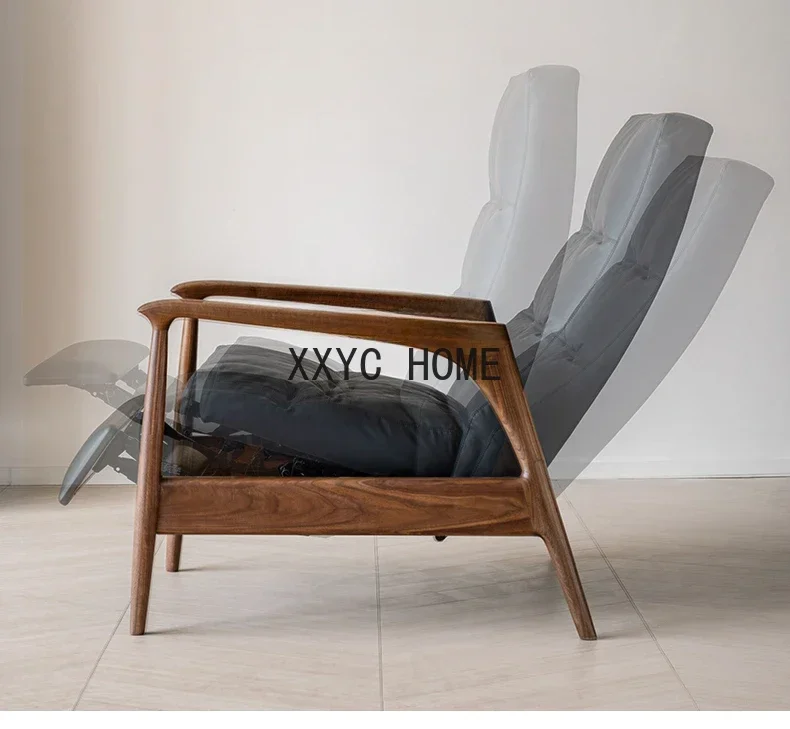 Functional Sofa Chair Black Walnut Nordic Living Room Lazy Reclining Adjustable Single Armchair