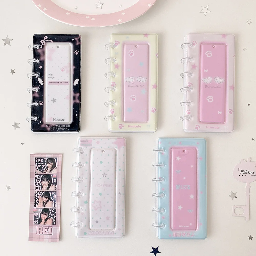 Cartoon Star Mushroom Button Loose-leaf Binder 4-Cut Long Strip Photocard Album Girls Kpop Collect Book