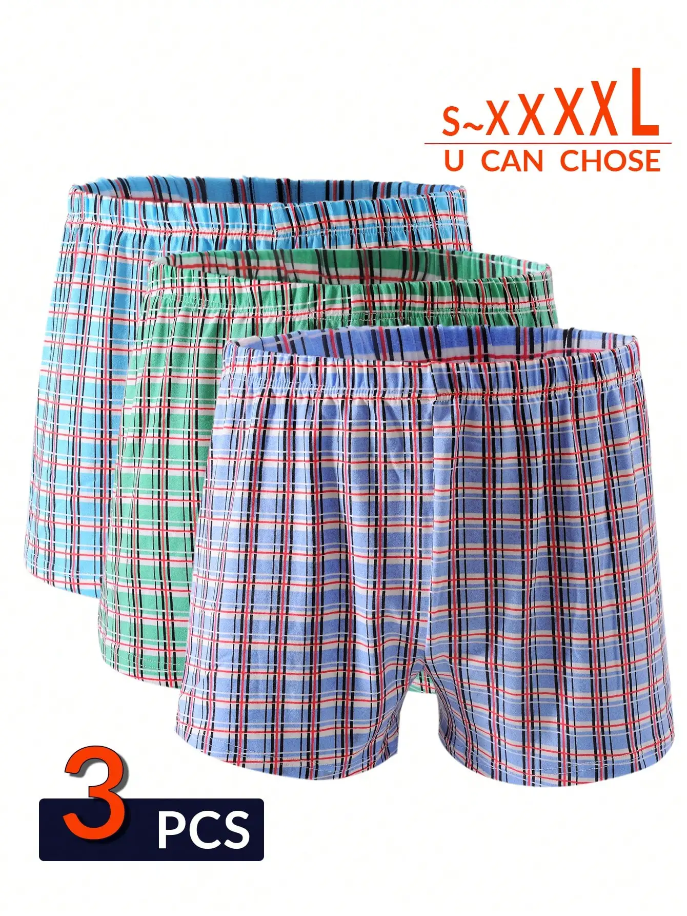 

3 шт. Мужские дышащие эластичные боксеры в клетку
