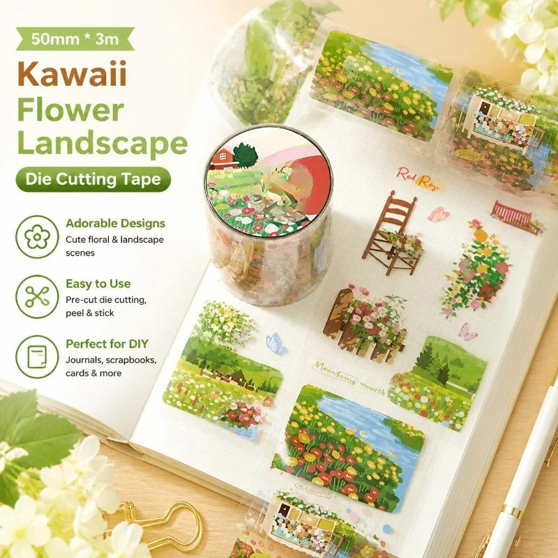 fita-adesiva-decorativa-kawaii-de-50mm-3m-com-estampa-de-flores-para-diario-suprimentos-diy-para-scrapbook-e-papelaria-estetica