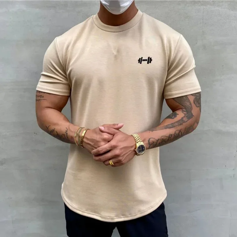 2025 New Summer Gym 3D Printed T-shirt Men's Fitness Short Sleeve Outdoor Training Top Sports Breathable Quick Drying Clothing