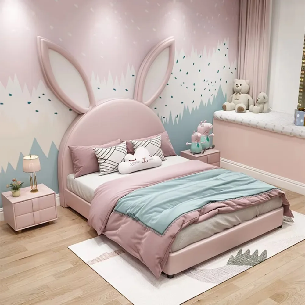 Children Rabbit New Design Bed Girls Princess Pink Boy Lovely Double Kids Bed Bedroom Furniture Set