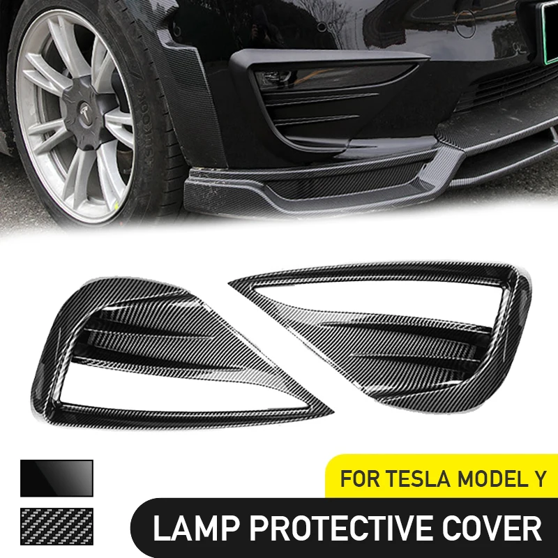 

Protection Covering Carbon Hot Sale Fog Light For Tesla 2021-2023 Model Y Front Fog Lamp Protective Cover Wind Knife Spoiler