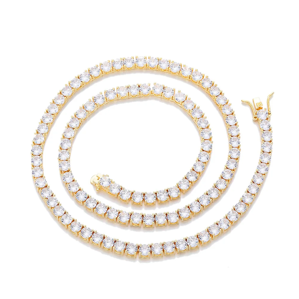Certified GRA Moissanite Tennis Necklace 3/4/5/6mm Solid 925 Sterling Silver Diamond Tennis Necklaces for Women Man MS035