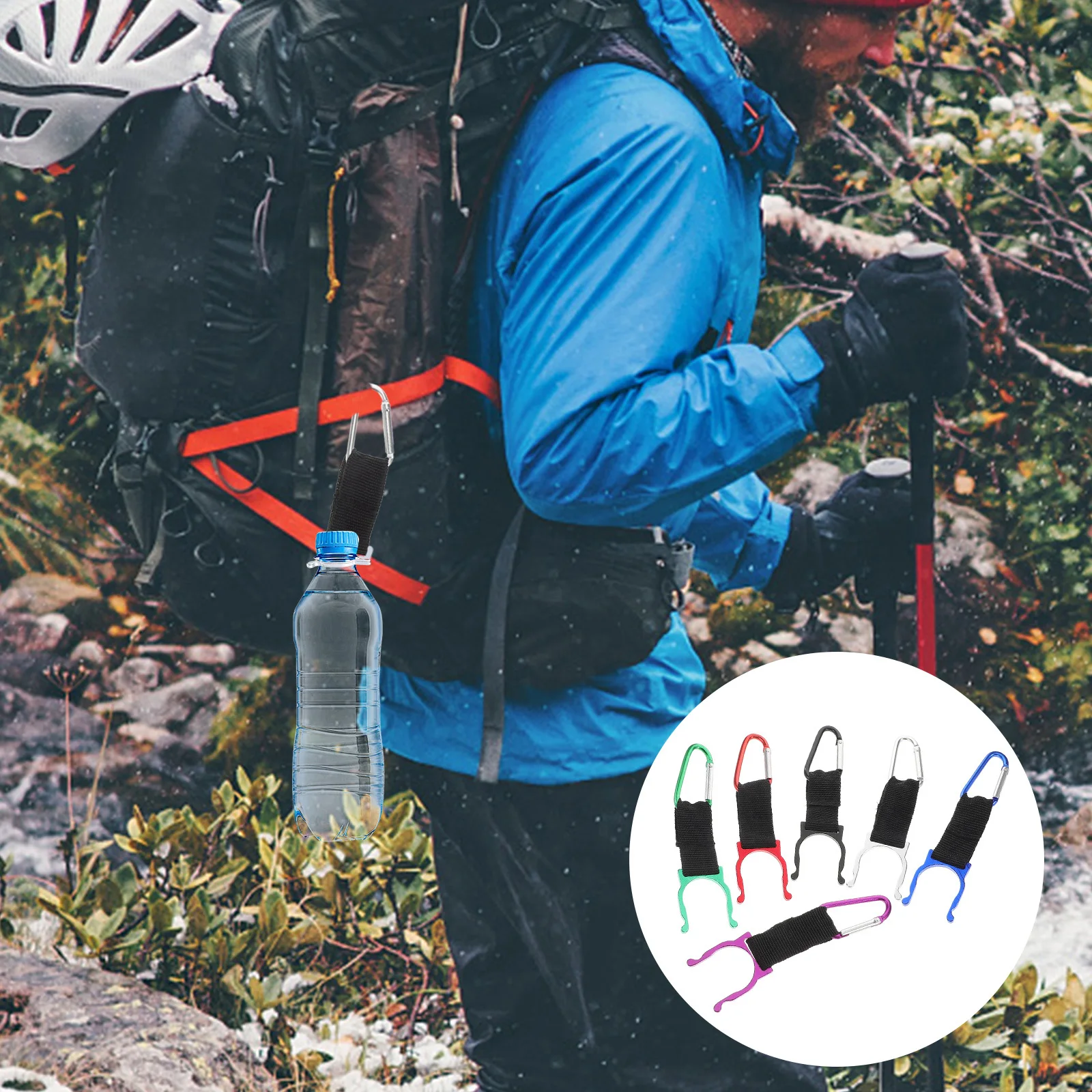 

6Pcs Water Bottle Buckle Lightweight Secure Clip for Backpack Belt Mount Outdoor Sports Portable Hanging Ring Holder