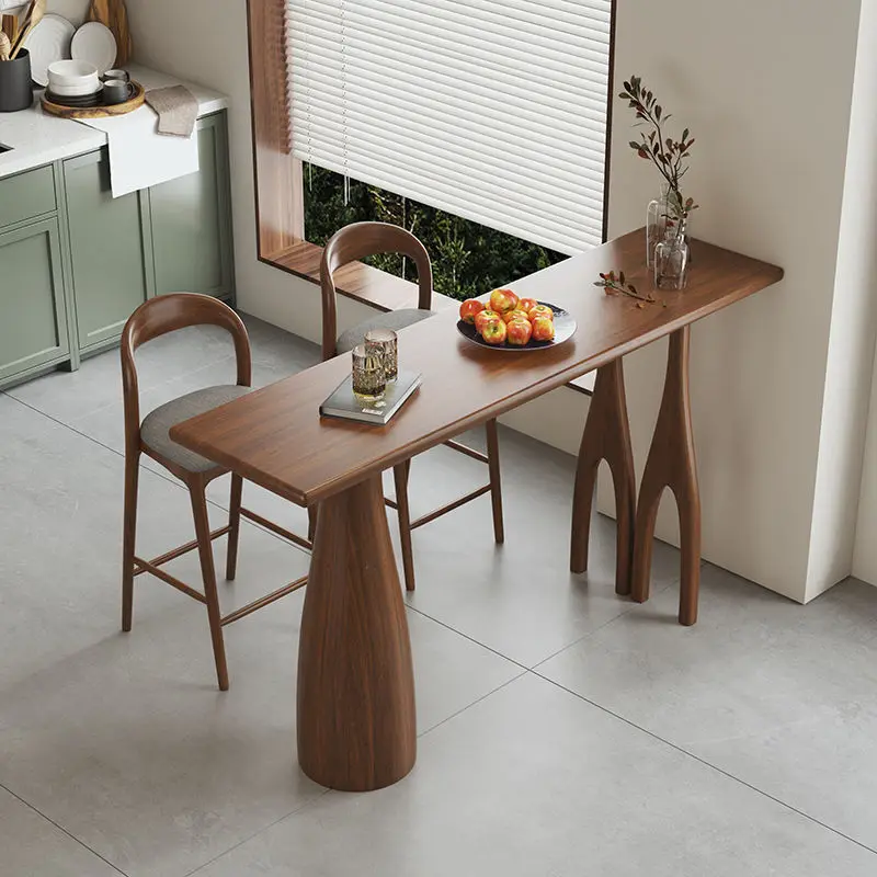 

!@Modern Quiet Solid Wood High Bar Table Creative Log Design Hotel Balcony Wall Partition Commercial Use