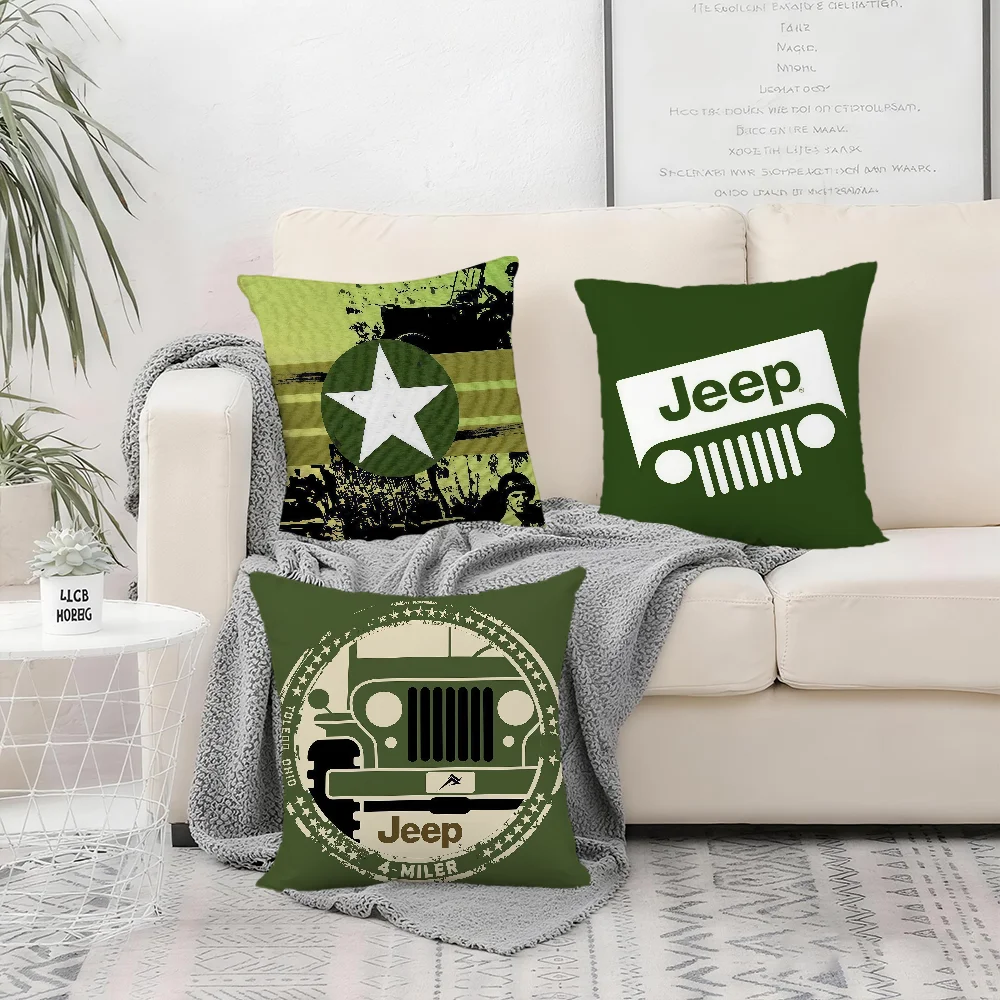 Car Brand LOGO J-Jeep-P Cushion Cover Bedroom Sofa Decorative Home Car Portable Cushion Cover With Zipper Soft Pillowcase