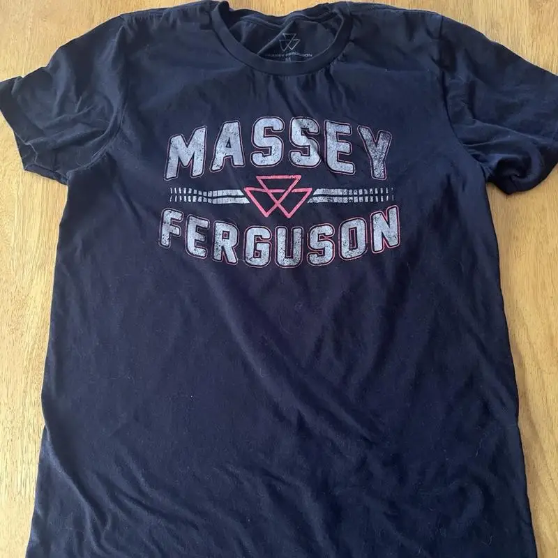 Massey Ferguson Unisex Black Medium Tshirt With Front Chest Decal
