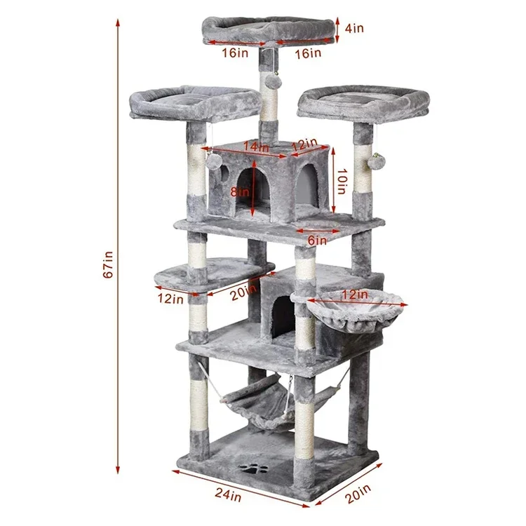 Luxury High Quality Wood Modular Entertainment Scratching Post Tower Platform Cat Tree Tower with House