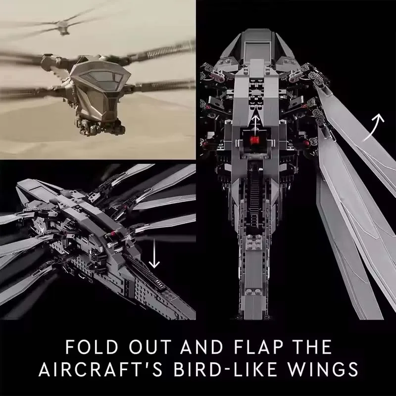 10327 الكثبان الرملية Atreides Ornithopter نموذج اللبنات مجموعة 1369 قطعة ألعاب الطوب الإبداعية للطفل الكبار عشاق الفيلم هدية تحصيل