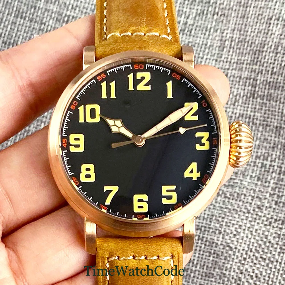 Tandorio Vintage Automatic Watch for Men NH35A PT5000 Movt CUSN8 Solid Bronze 47mm 100m Waterproof Sapphire Crystal Luminous