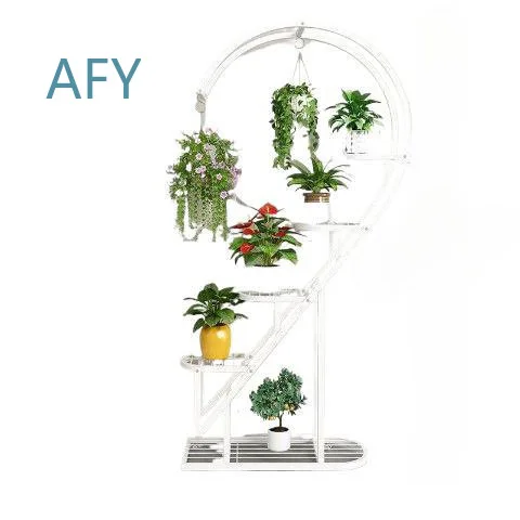 Outdoor Wrought Iron Flower Stand for Indoor Living Room Floor-to-Ceiling Multi-Layer Balcony Pot Hanger Plant Shelf Decor