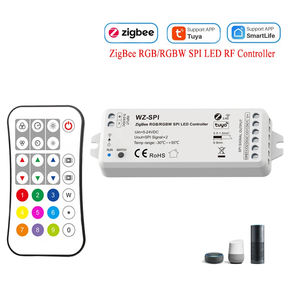 tuya zigbee spi led controlador luz de pixel enderecavel rgb rgbw dc 5v 12v 24v tuya smart life app fr ws2812b ws2811 ws2814 sk6812 01