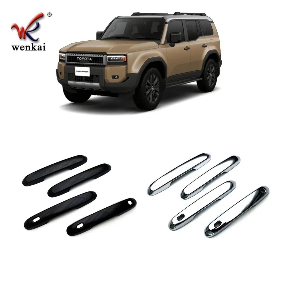 

Chrome Door Handle Cover Trim For Toyota Land Cruiser Prado LC250 J250 2023-2025 2024 Car Accessories Carbon Fiber Set Sticker