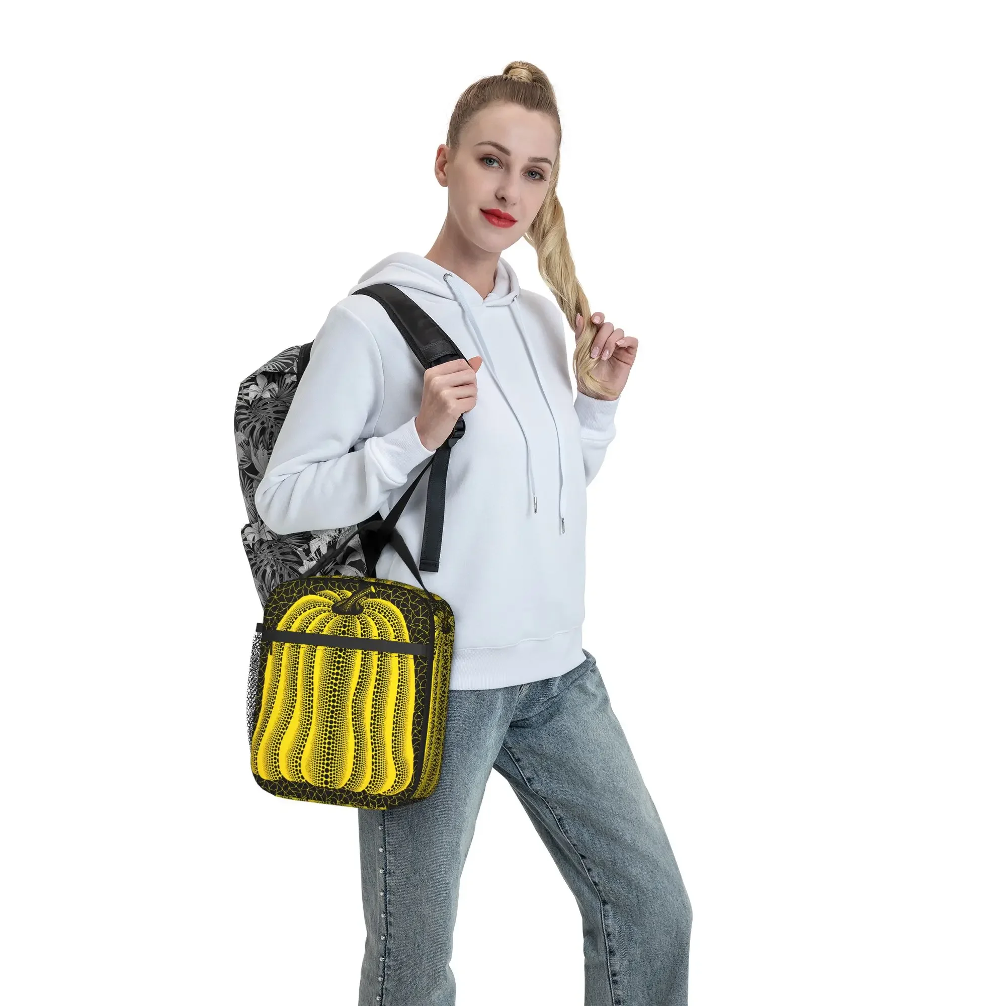 Yayoi Kusama Abstract Face Lunch Bag School Portable Tote Food Bags For Unisex  Oxford Custom Cooler Bag