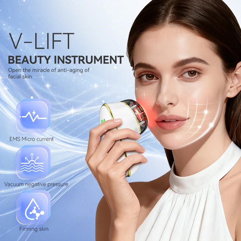 7 in 1 Neck Face Skin Firming Device Lymphatic Drainage Massager with Vacuum Suction Facial Cupping Tool for Reshape Contour