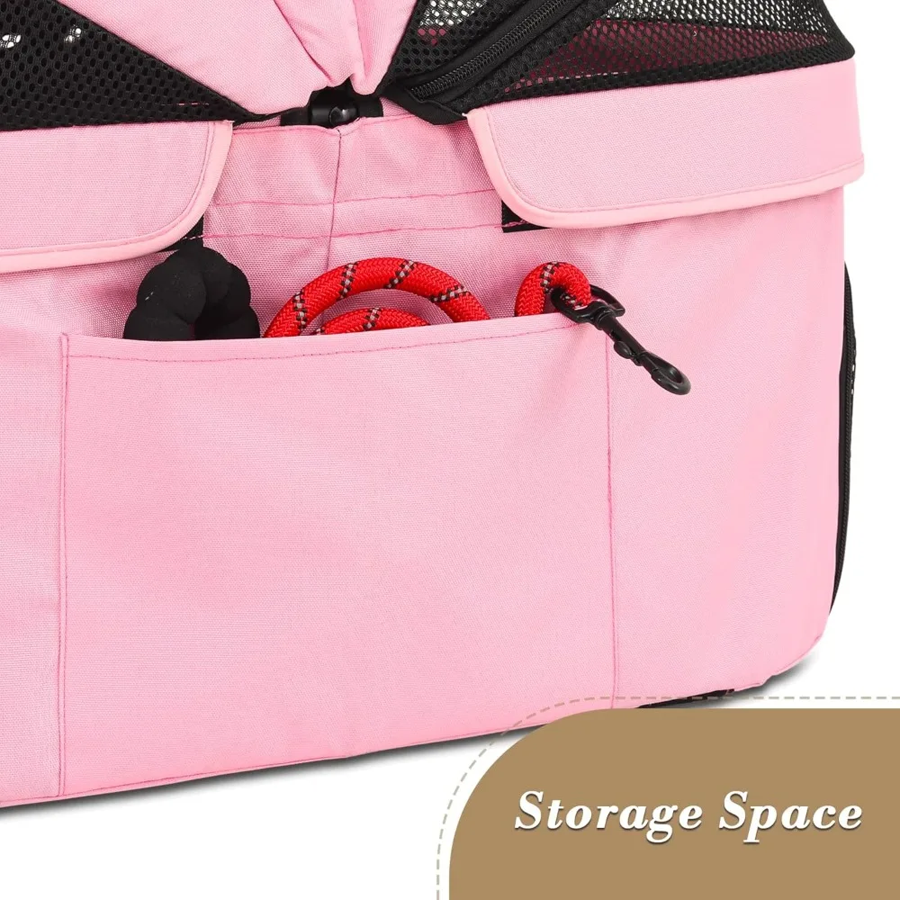 Kereta Dorong Anjing untuk Anjing Kecil/Sedang, Kereta Dorong Hewan Peliharaan Lipat dengan Carrier yang Dapat Dilepas, Kereta Dorong Kucing Portabel untuk Perjalanan