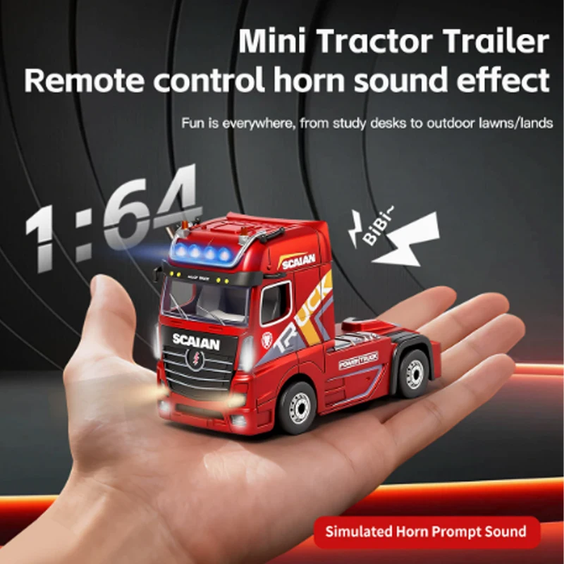 

WLtoys 6408 1/64 4WD RC Alloy Truck with Container Independent Control Liftable Container Lights &Horn Cruise Control RC Toy Car