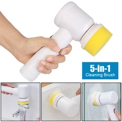 Handheld 5-in-1 USB Type Bathtub Brush Cleaner Sink Electric Cleaning Brush Bathroom Wash Brush Kitchen Cleaning Tool