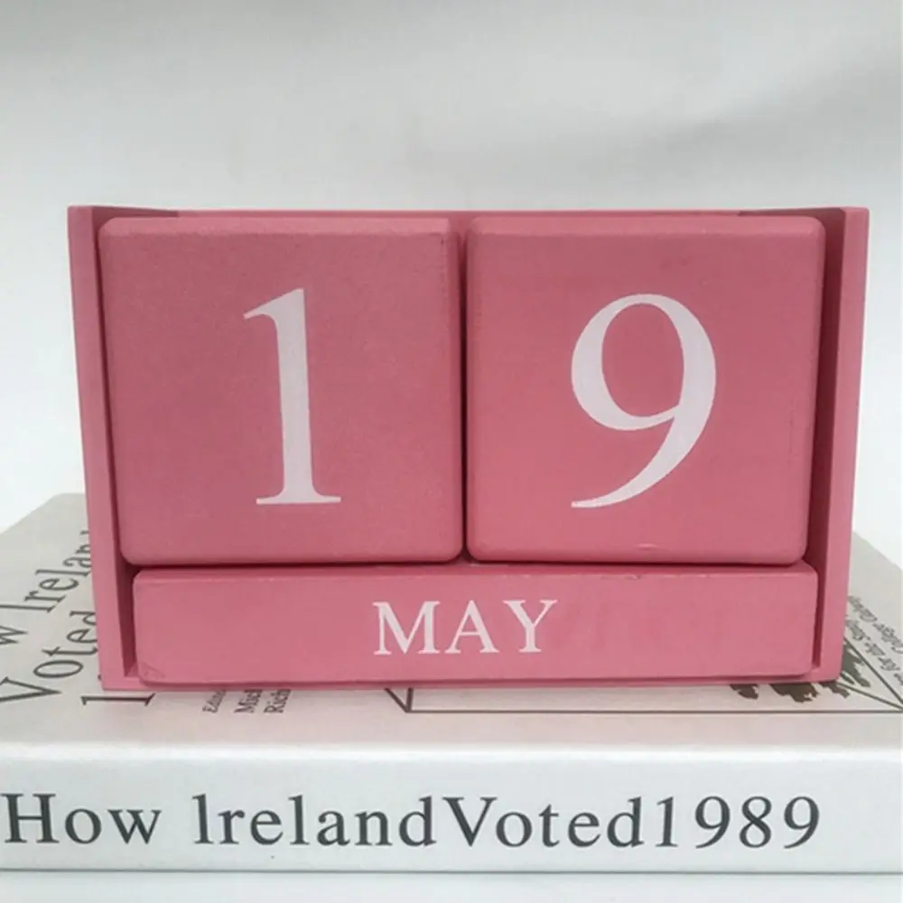 

MDF Wooden Perpetual Calendar Pastoral Style Month Display Building Blocks Calendar Perpetual Calendar Eternal Blocks