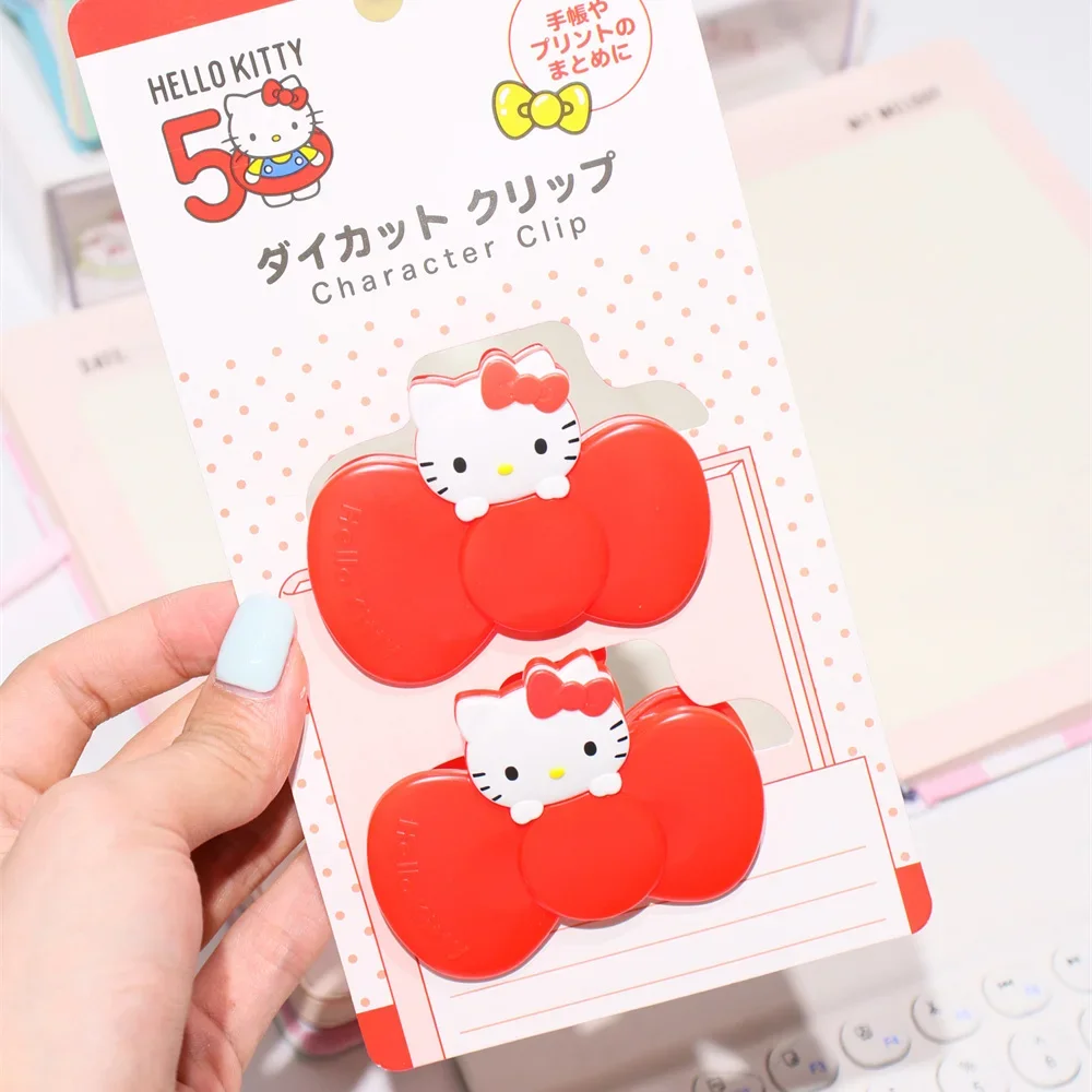 

Hello Kitty Sanrio 2Pcs Set Magnetic Sealer Clips Cute Catoon KT Cat Storage Food Seal Clamp Ticket Holders Kitchen Girls Gifts