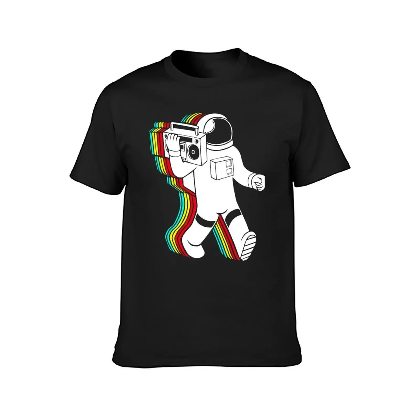 Astronaut with boombox T-Shirt cotton graphic tees vintage Men's t-shirt