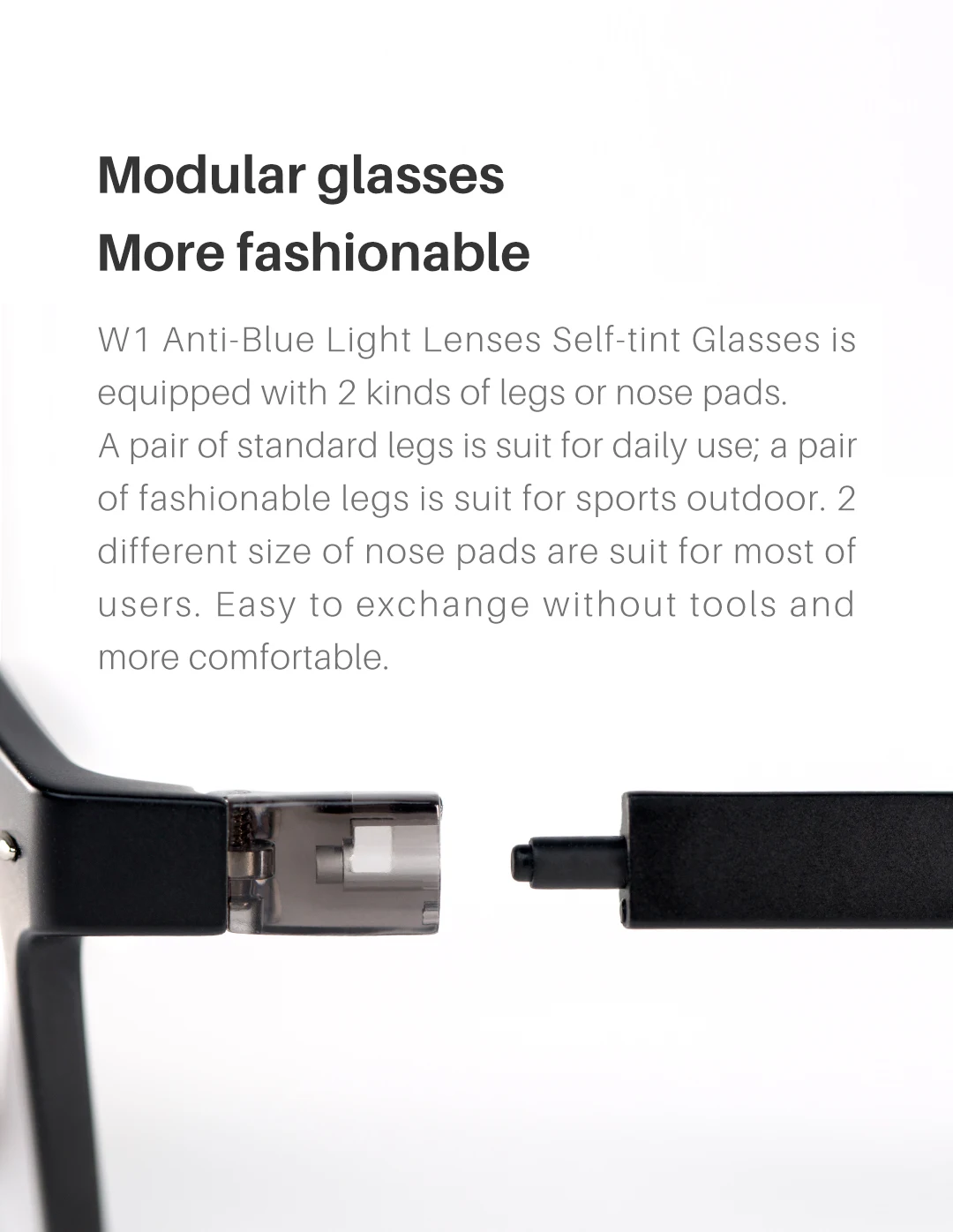 Qukan Anti-Blaulicht-Brille W1, photochrome Schutzbrille, 35% Blaulichtfilter, modulares Design für den Alltag. – Detail 8