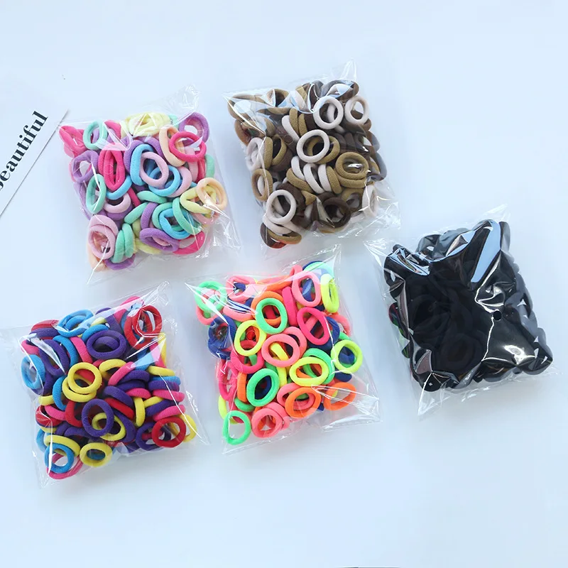 100Pcs Hairband Mixed Color Small Elastic Rubber Bands Hair Accessories For Woman Girls Kids Ponytail Holder Scrunchies Gifts